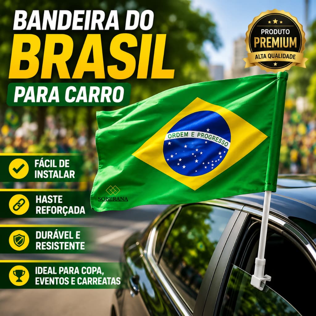 Kit 4 / 2 Bandeiras Do Brasil Copa do Mundo 41x38 Para Vidro De Carro Bandeirinha Decoração
