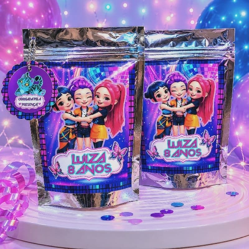Saquinho Metalizado Zip Lock  Kpop Personalizado | Lembrancinha Festa Infantil