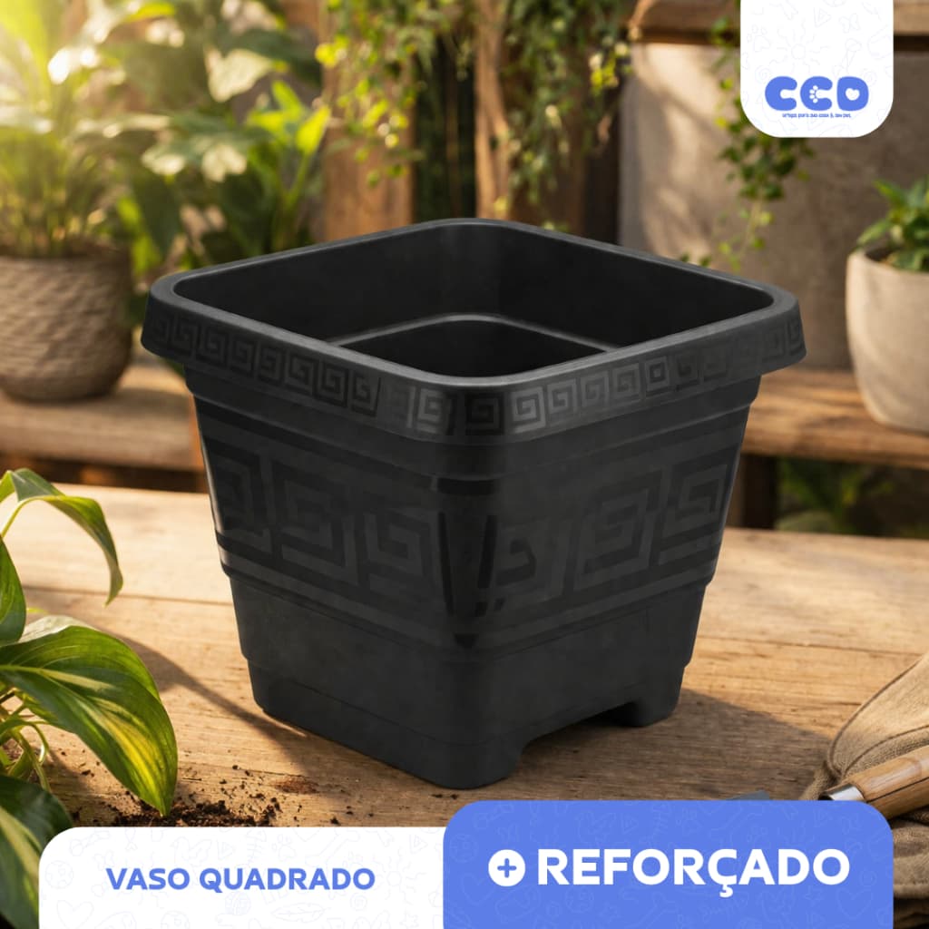 VASO QUADRADO PRETO |  650ML, 2,1 LITROS, 6 LITROS, 11 LITROS, 18 LITROS OU 29 LITROS