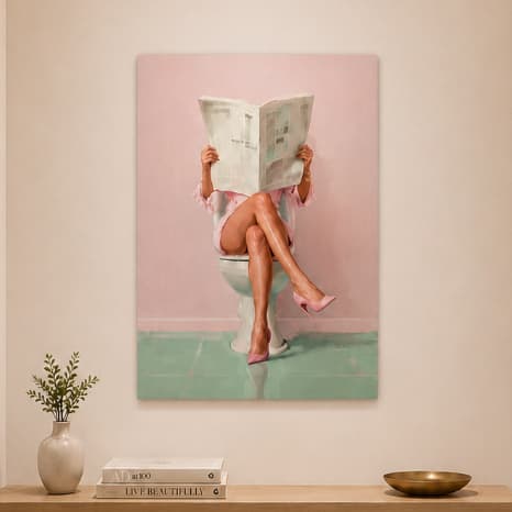 Quadro Decorativo Mulher Jornal Retro Banheiro Hall