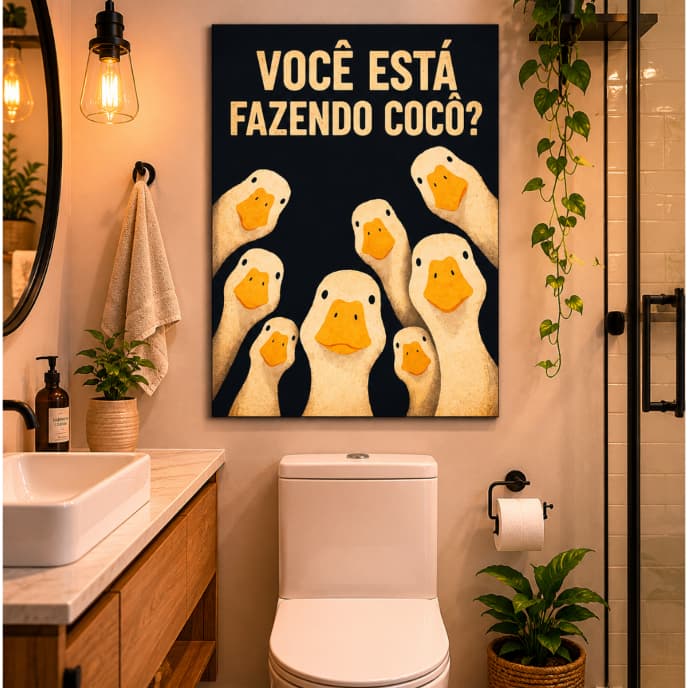 Quadro Decorativo Patos Engraçado Banheiro Hall