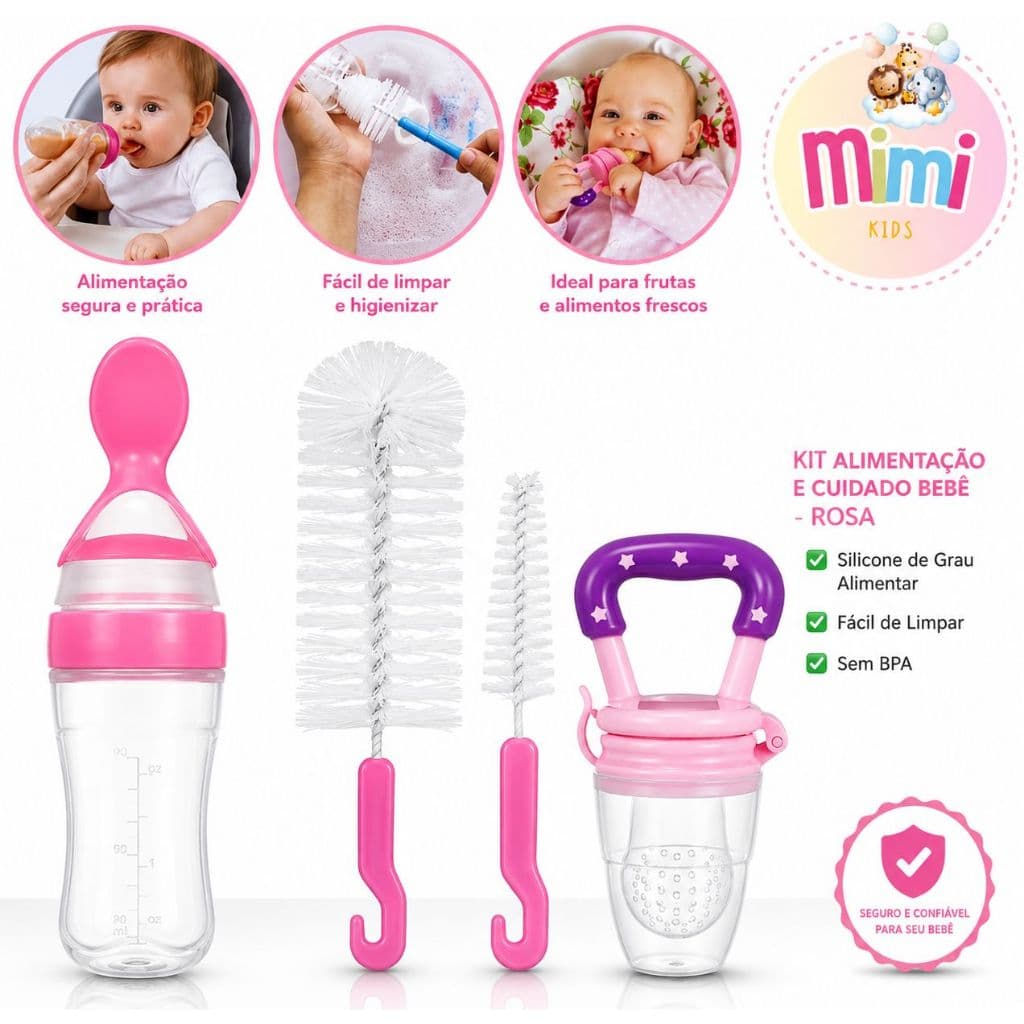 Kit Chupeta Alimentadora - Colher Dosadora - Escova De Lavar Mamadeira