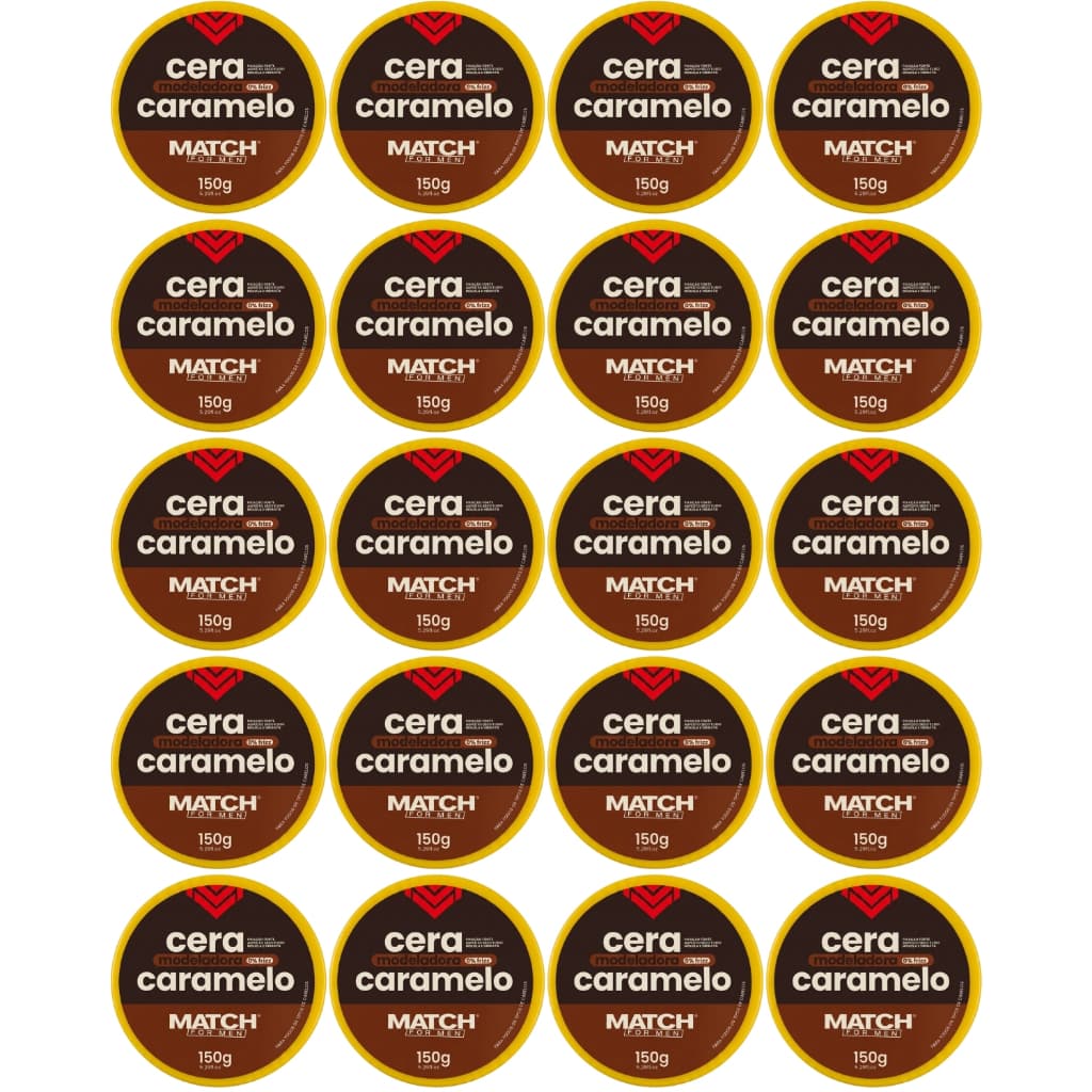 kit 20 Pomada Caramelo Match For Man 150g Fixação Forte Efeito Seco