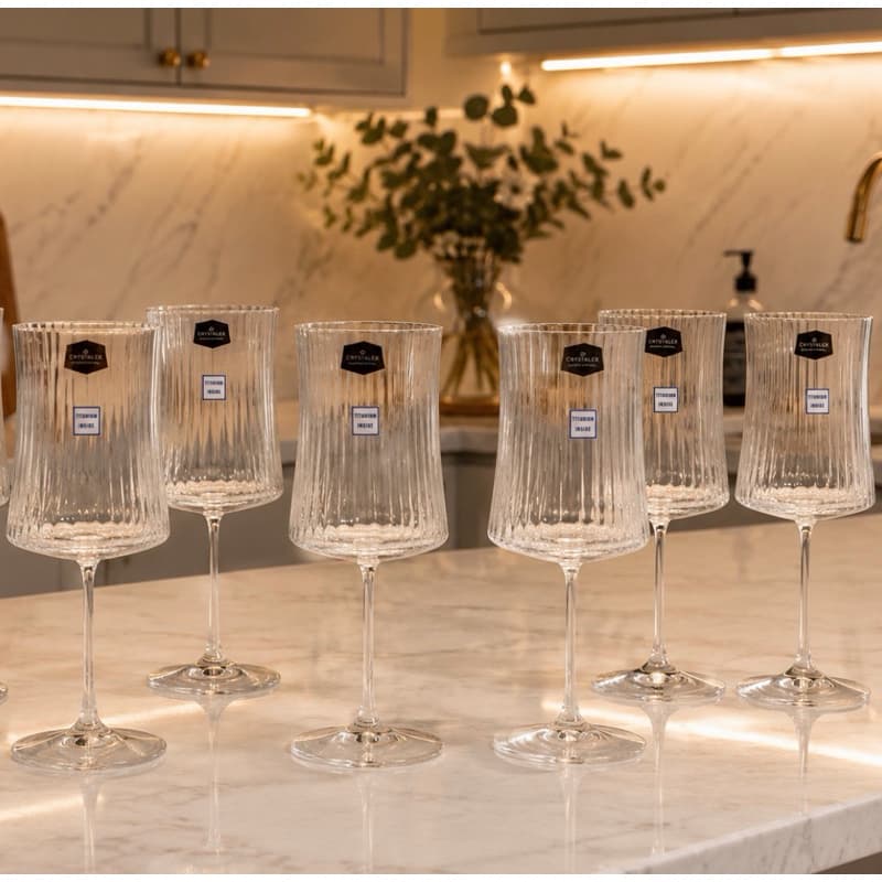 Jogo de 6 Taças para Água  Em Cristal Ecologico 560ml