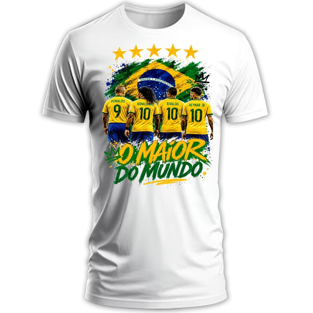 camiseta camisa masculina do brasil time hexa copa futebol neymar