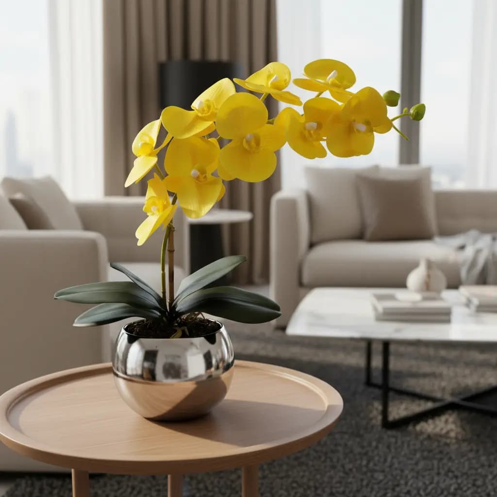 Arranjo Orquídea Artificial Toque Natural Vaso De Vidro