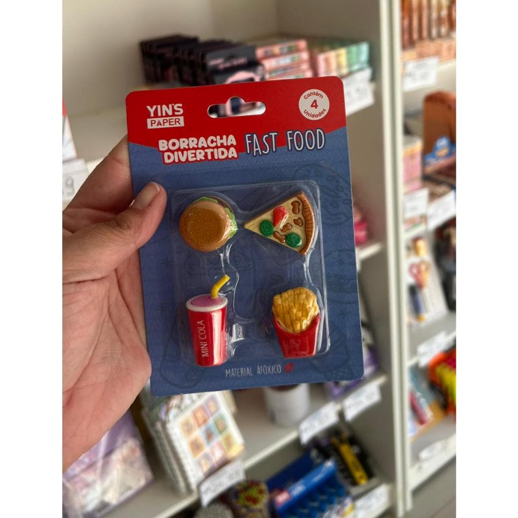 Kit de Borrachas Divertidas com 4 Unidades – Modelos Coloridos e Criativos para Escola e Presente