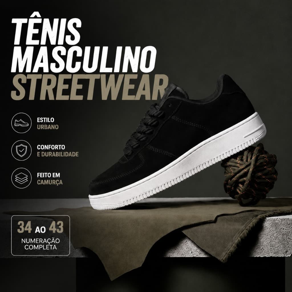 Tênis Streetwear Masculino e Feminino Camurça Confortável Academia e Corrida Promoção Do 34 ao 43