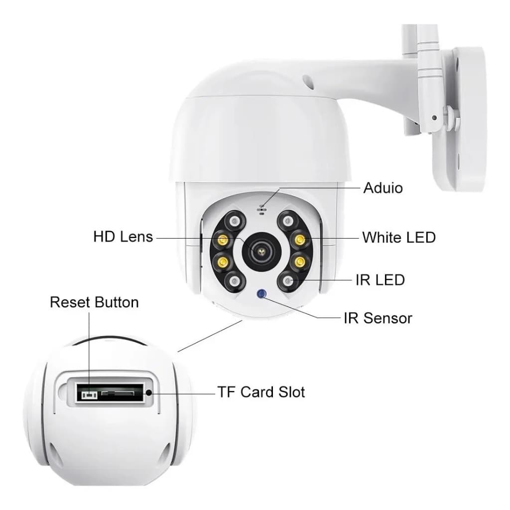Câmera A8 Externa Ip A Prova D'água - Infravermelho Alarme Wifi Hd Sensor De Movimento - Bivolt A'GOLD