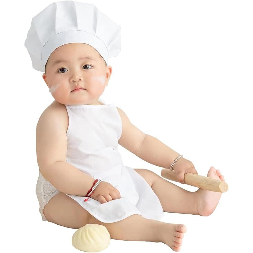 Avental com Touca branco para Baby