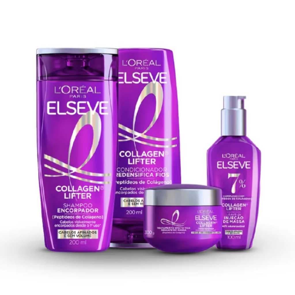 Elseve Colágeno Lifter Completo Shampoo+Condicionador+Máscara+Leave-In • Kit Completo