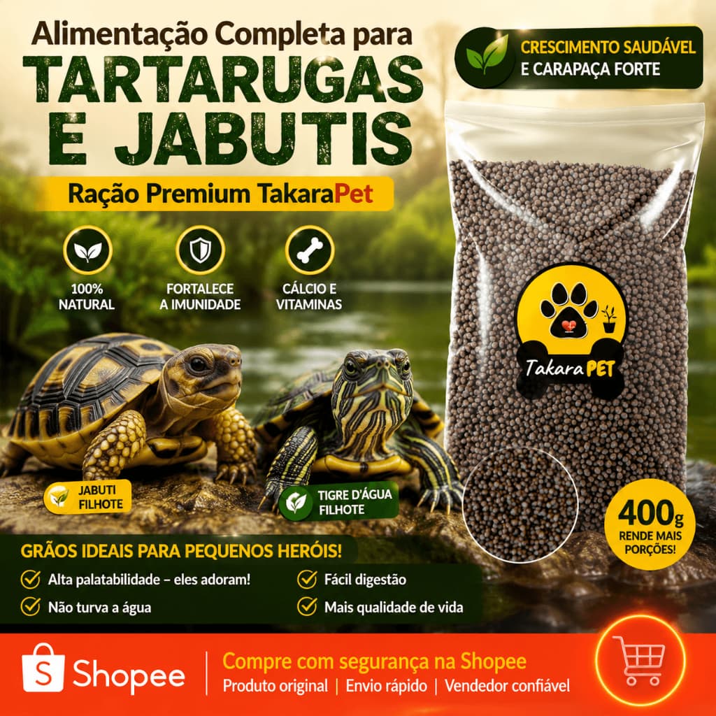 Ração para Tartaruga Filhote 400g Tigre D’Água e Jabuti com Cálcio e Vitaminas