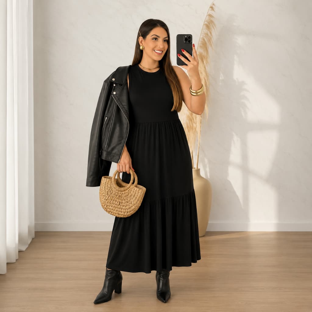 Vestido Feminino Longo Cavado Estilo 3 Marias inverno 502