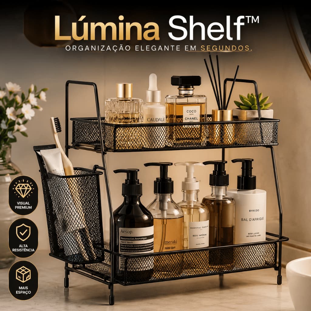 Organizador de Banheiro 2 Andares Preto Premium
