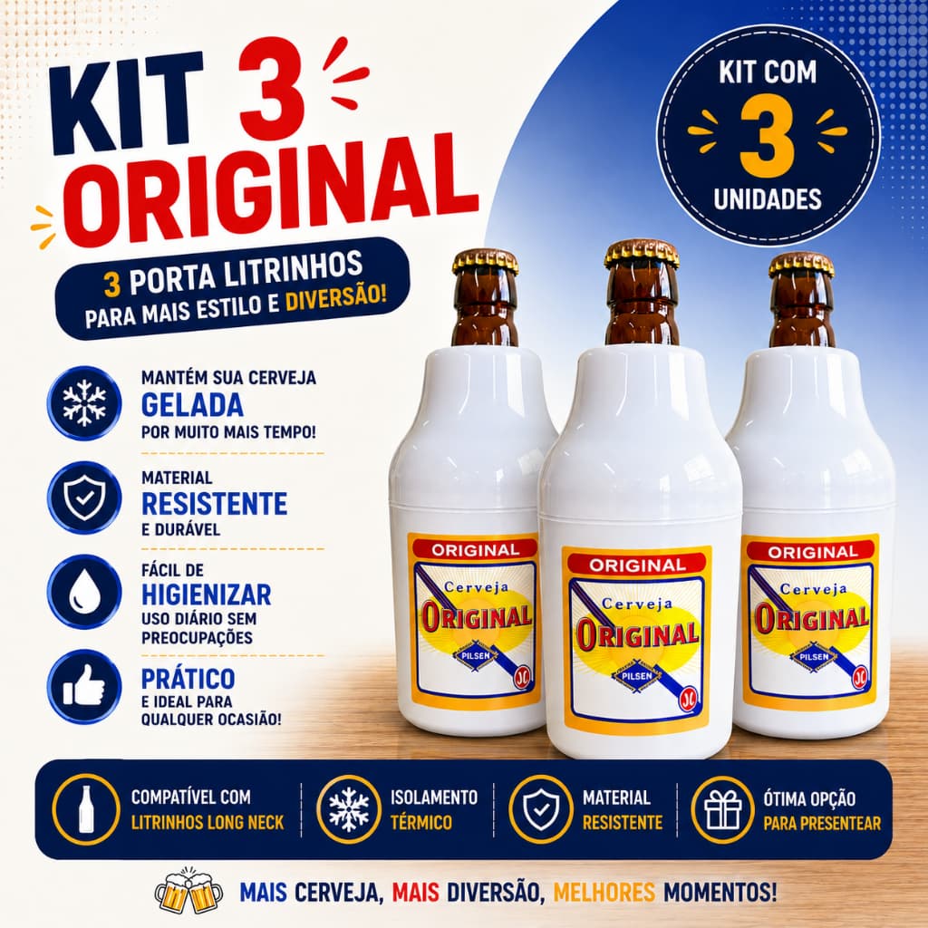 3 Suporte Cerveja Litrinho 300ml Porta Romarinho Térmico Suporte Original