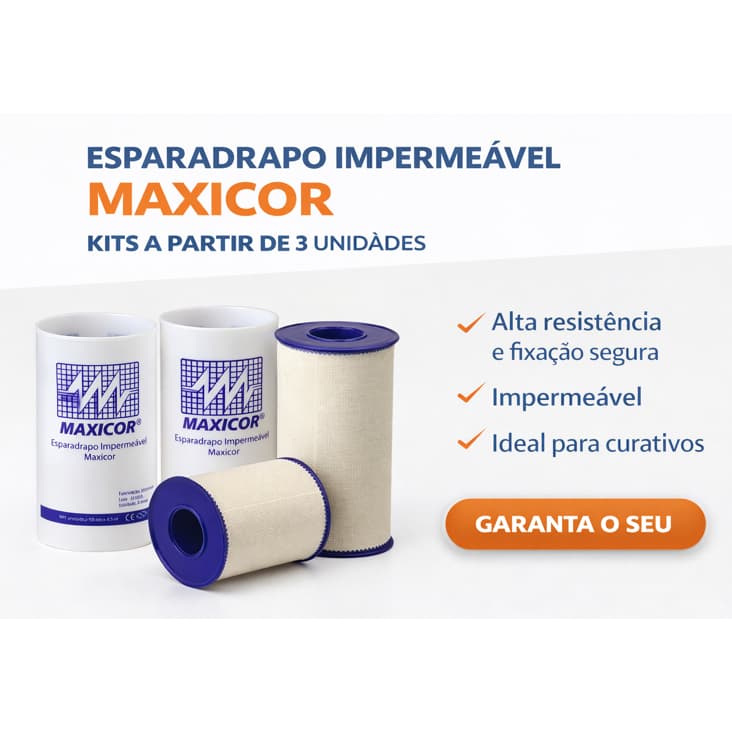 Esparadrapo Impermeável 10cm x 4,5m – Kit 3 Unidades - Maxicor
