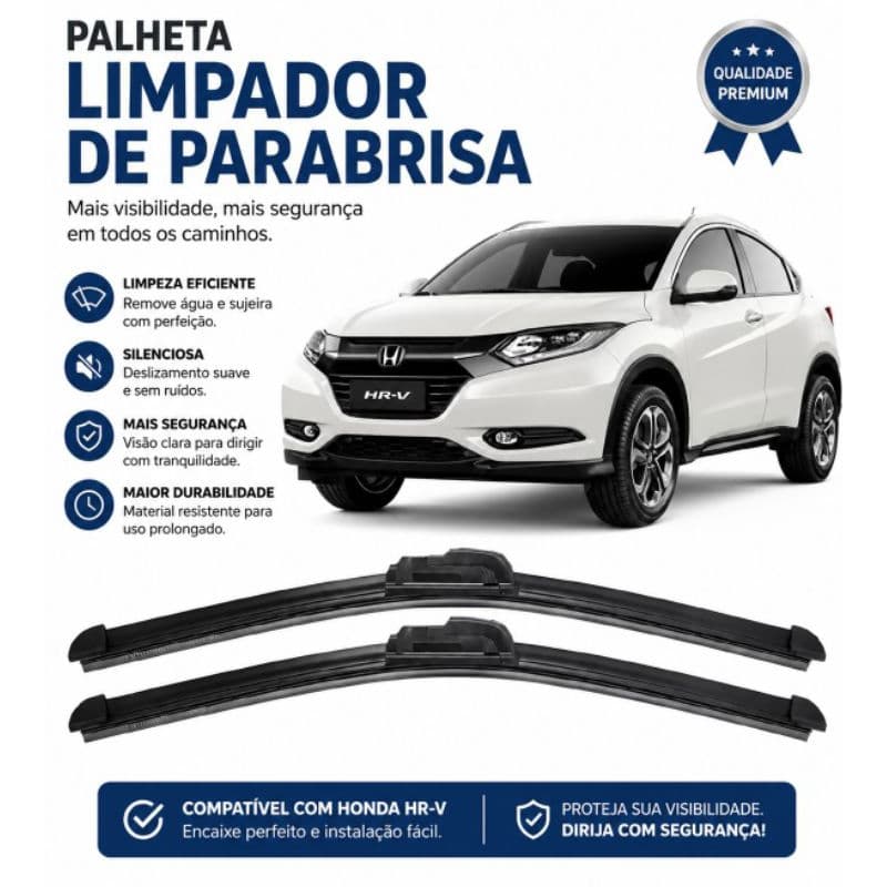 Par de Palheta Limpador de Parabrisa Dianteiro do Honda HR-V 2015 até 2019