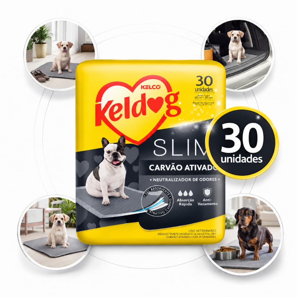 Tapete Higiênico Para Cães Keldog Sim Carvão Ativado Liso Cor Preto 80X60 cm 5 Camadas