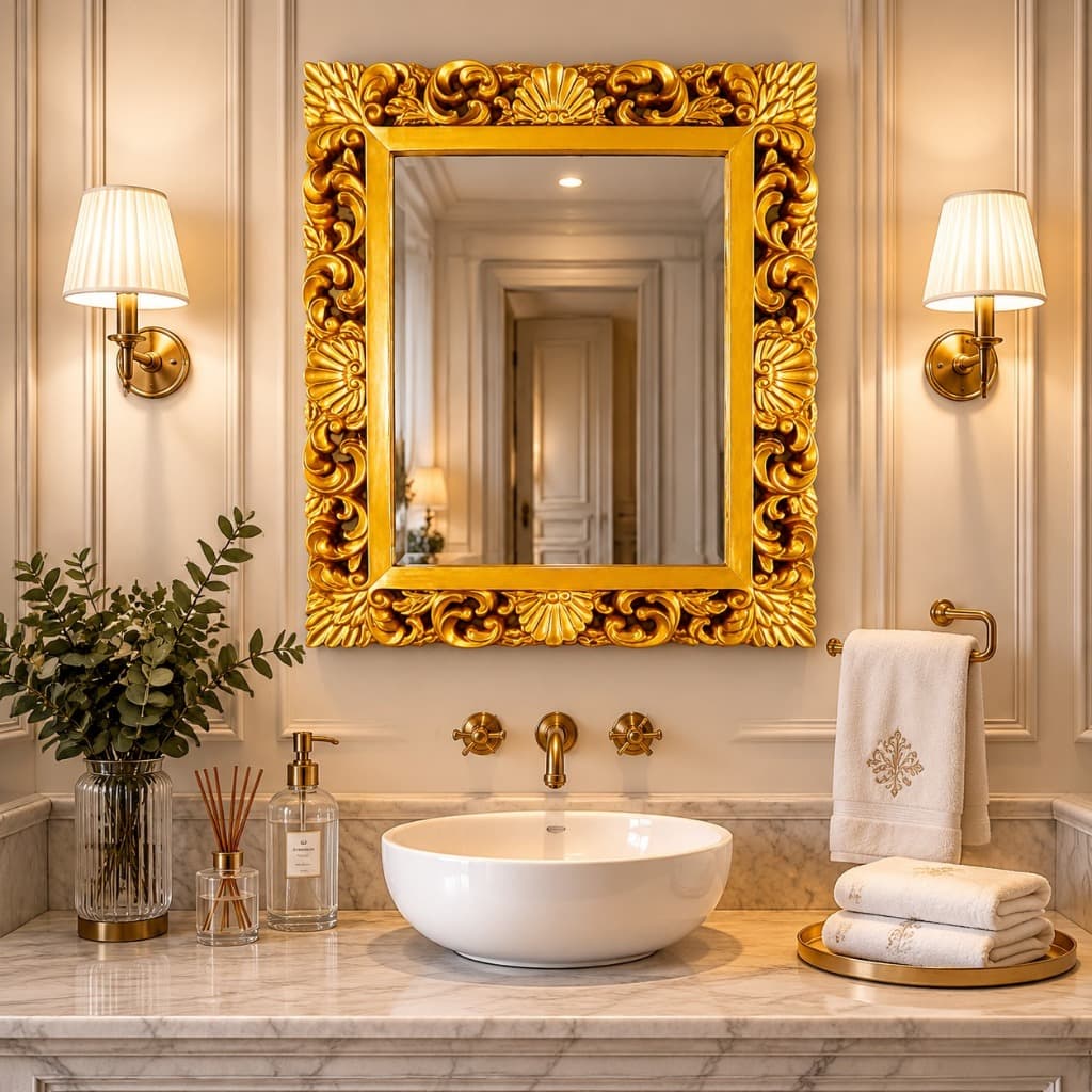 Espelho Decorativo Grande Dourado Estilo Provençal Parede Hall Quarto Envio Rápido
