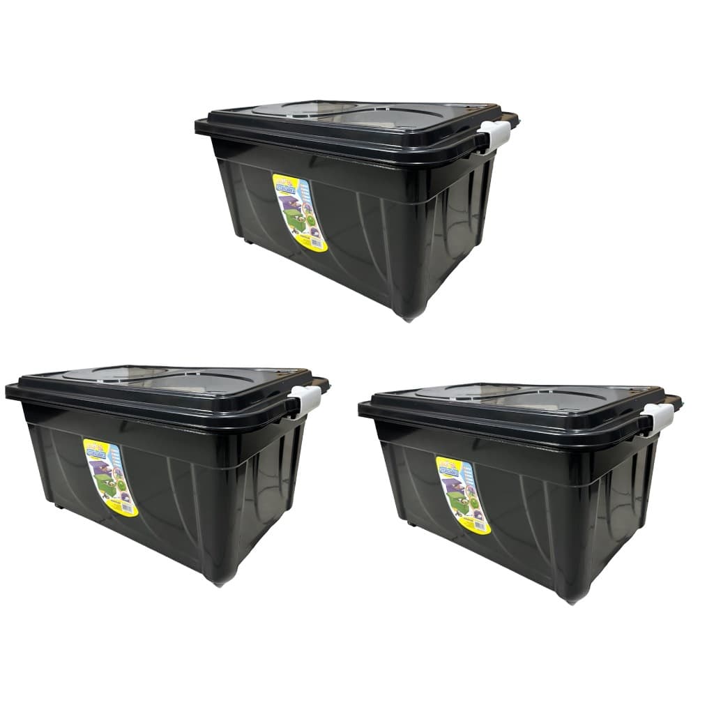Kit 3 Caixas Organizadora Preta 60 Litros Agraplast