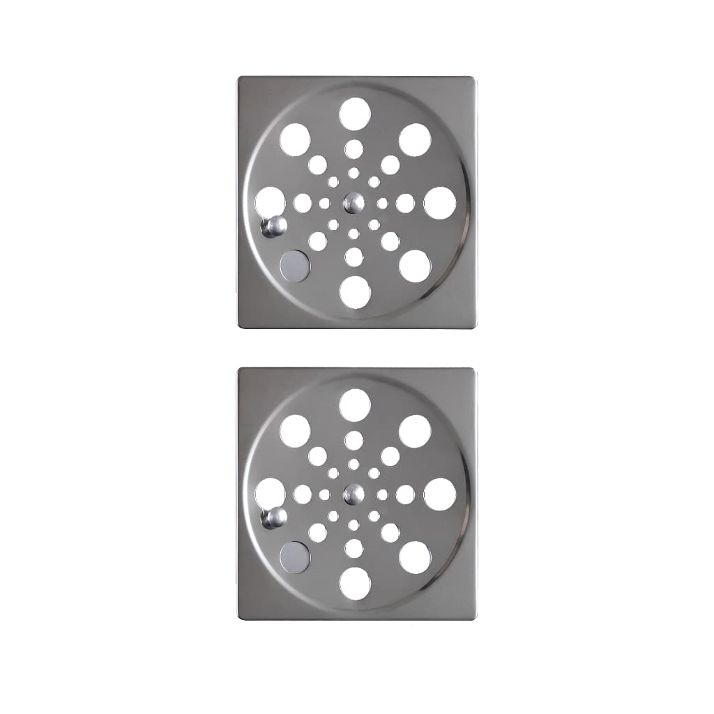 Kit com 2 Ralo Tampa Grelha Aço Inox Quadrado Abre e Fecha Rotativo 10 cm 100 mm  banheiro quintal