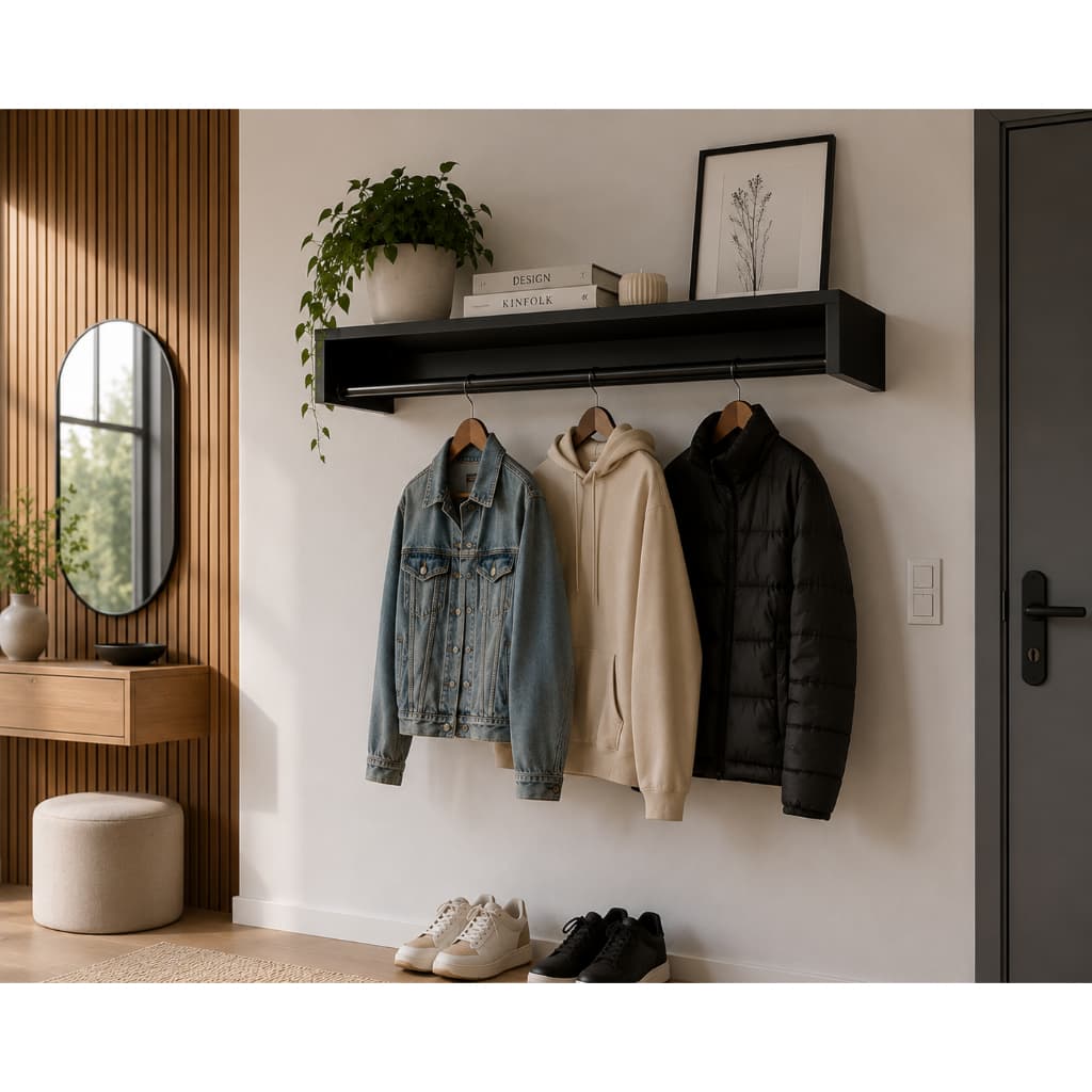 Cabideiro De Parede Arara Suspenso Roupas Aéreo Quarto Loja Closet Multiuso Cabides Organizador NIPPO