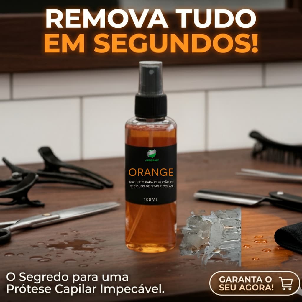 Removedor Orange 100ml Para Limpeza De Resíduos Em Próteses Capilares E Perucas