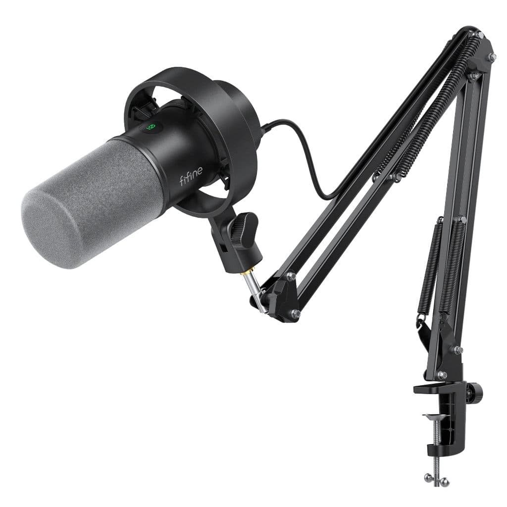 Microfone Fifine K688 USB/XLR + Braço Articulado — Dinâmico, Podcast, Streamer
