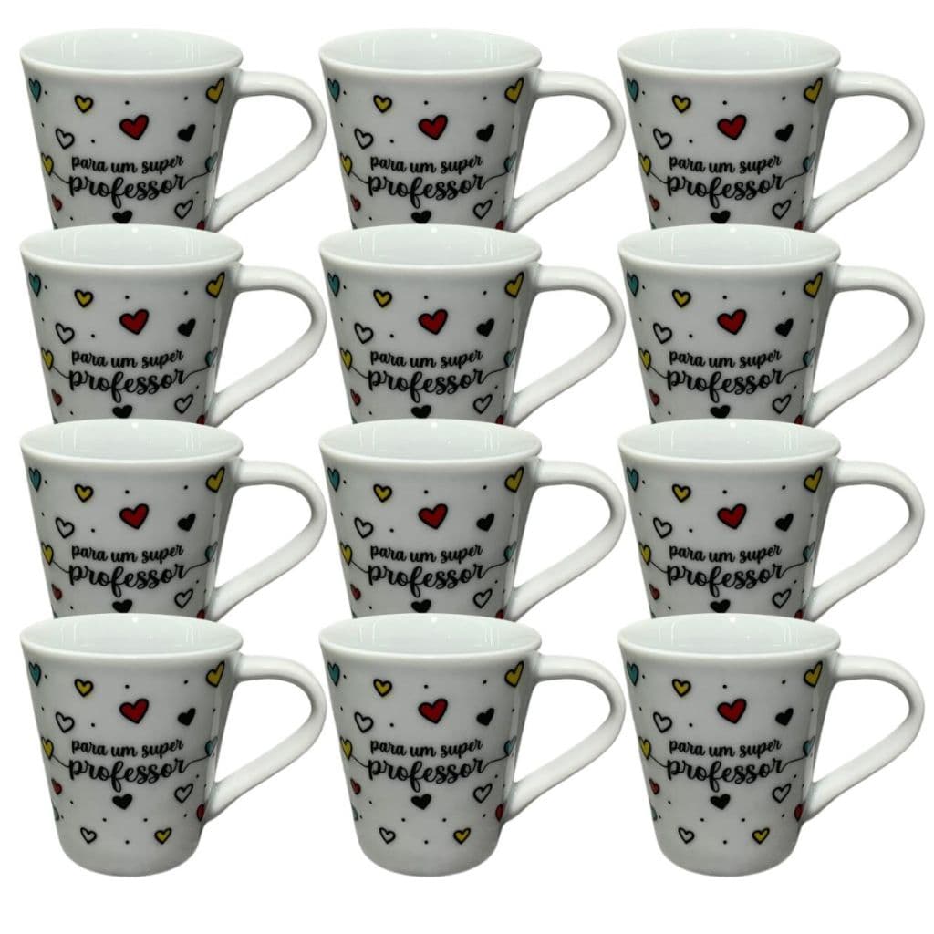 Kit Caneca Porcelana Dia dos Professor Xícara Personalizada Professores
