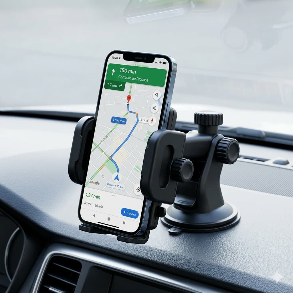 Suporte Celular Carro Ventosa Articulado Universal Forte Regulagem Segura