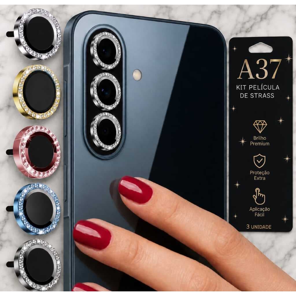 Protetor de Câmera Strass Brilho Luxo Para Galaxy A37