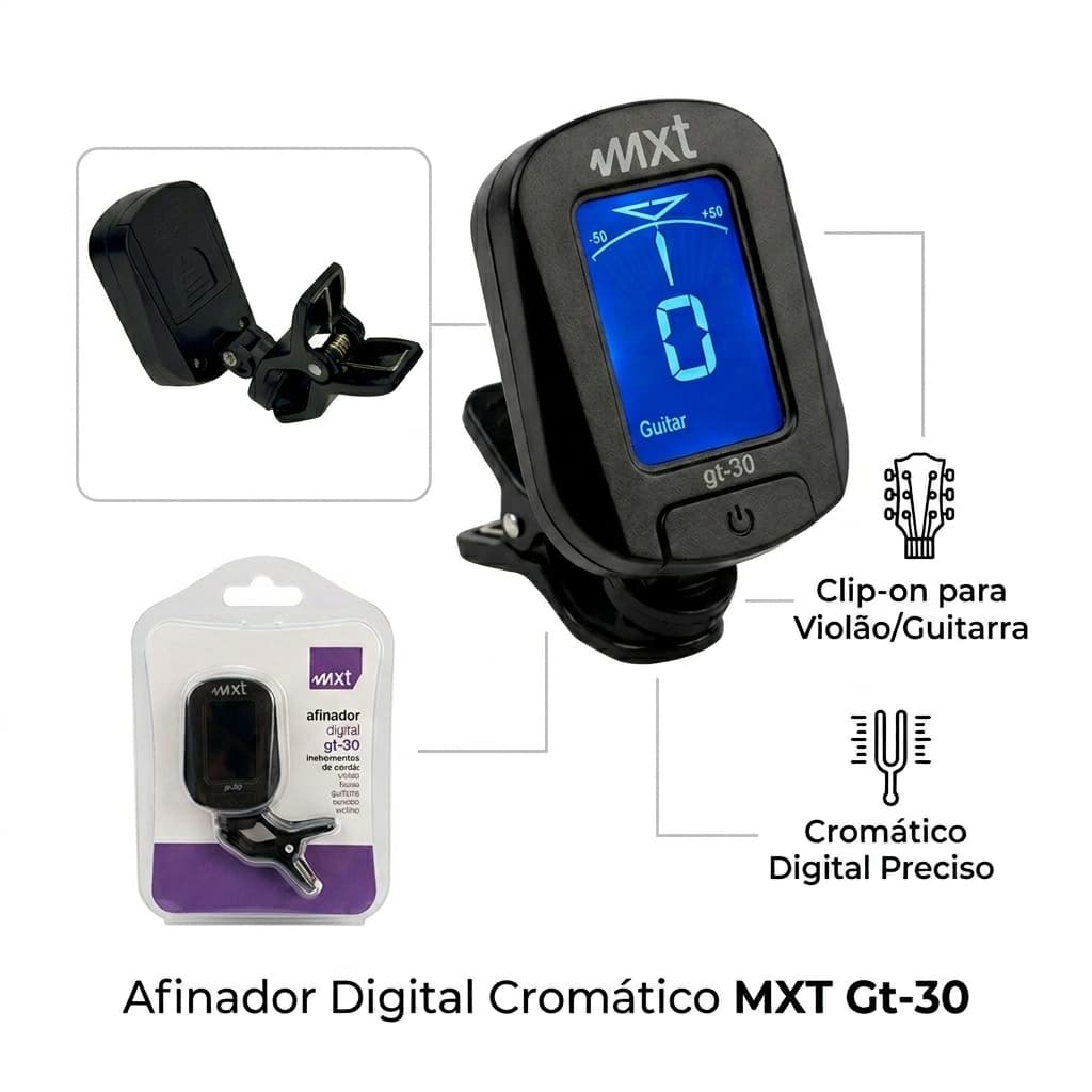 Afinador P/Violão Digital Cromático MXT Gt-30