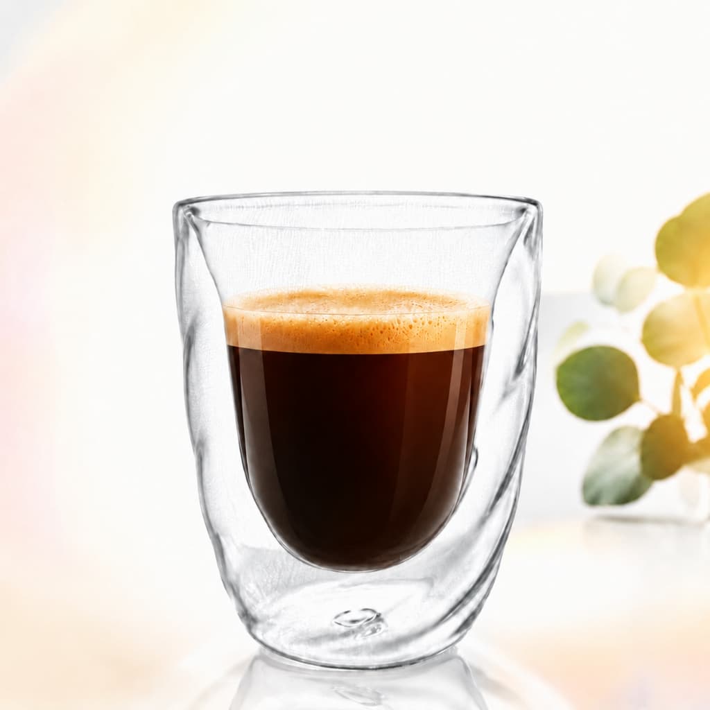 Copo de Vidro Duplo 350 ml – Design Ondulado e Resistente