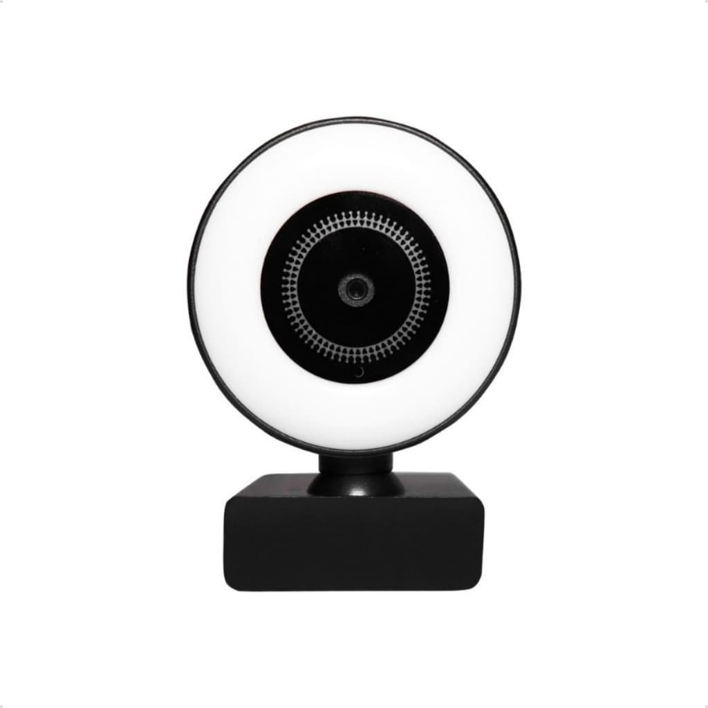 Webcam Premium Full HD 2K Oex W300 Com Mini Ring Light Touch Microfone Embutido USB PC Notebook