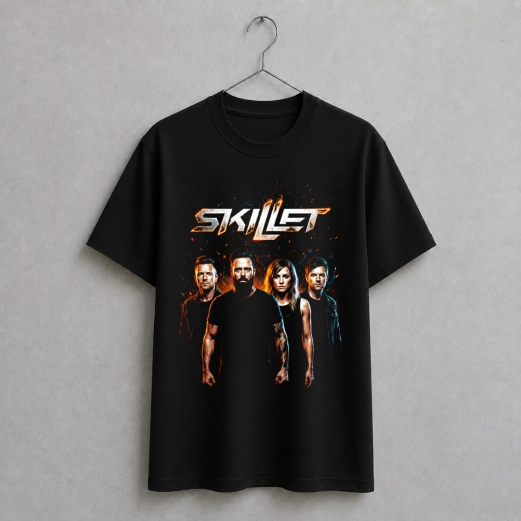 Camiseta Masculina Algodão Estampada Banda Rock Skillet Metal Alternativa Clássicos Punk Camisa Casual Diário