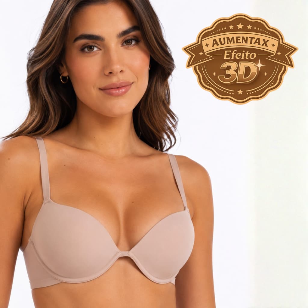 Sutiã Aumentax 3D Aumenta Volume Bojo Liso Magic de Microfibra