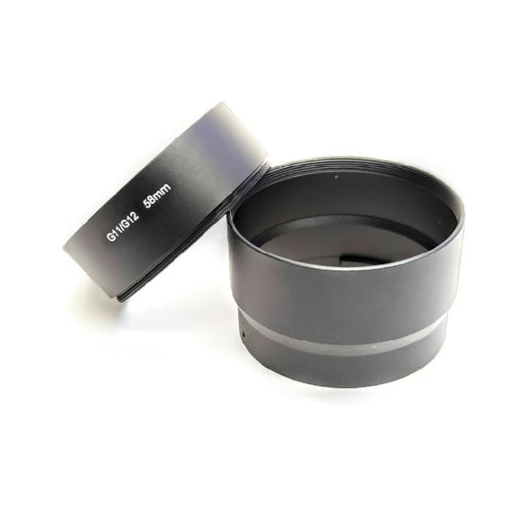 Tubo adaptador Canon G11 G12 58MM Filtro lente Fisheye em mãos