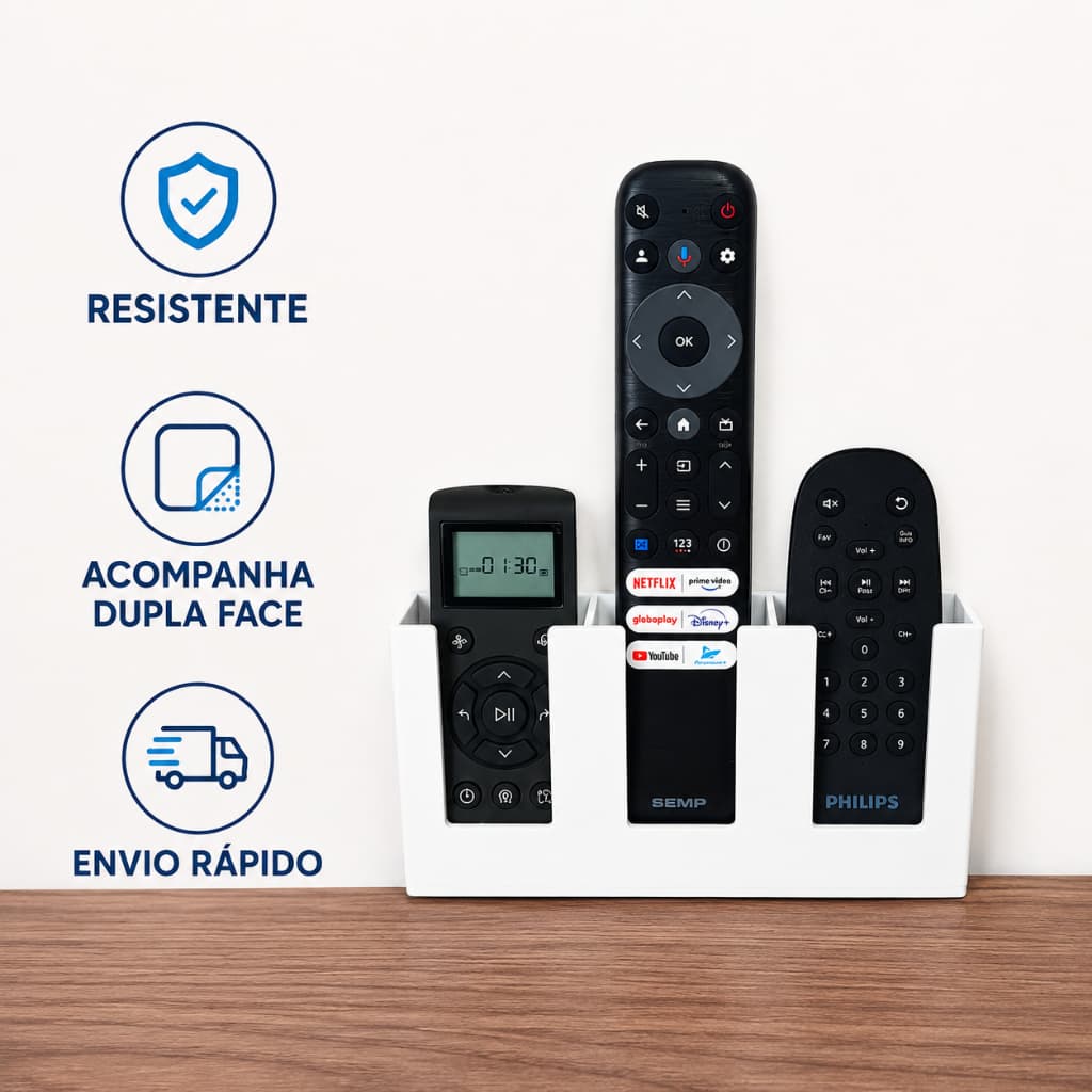 Organizador De Controle Remoto Parede Suporte Sem Furo Prático Resistente Várias Cores