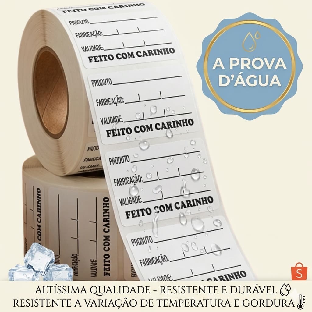Etiqueta Validade Congelamento BOPP para Manipulação de Alimento Anvisa 5x3cm a Prova D'água 50/1000