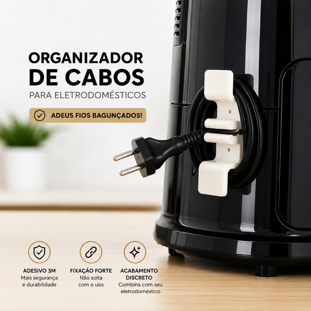 Enrolador de Cabos para Elétrodomesticos com Fita Dupla Face