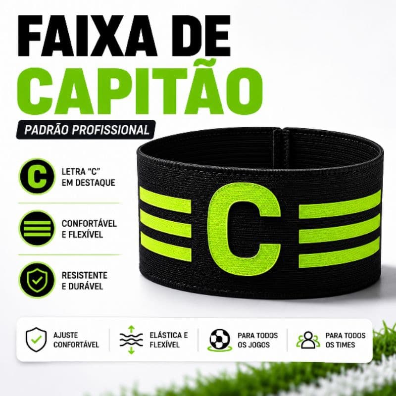Faixa de capitão Braçadeira Capitão Futebol Adulto faixa elástica ajustável com fecho em Velcro, não escorrega