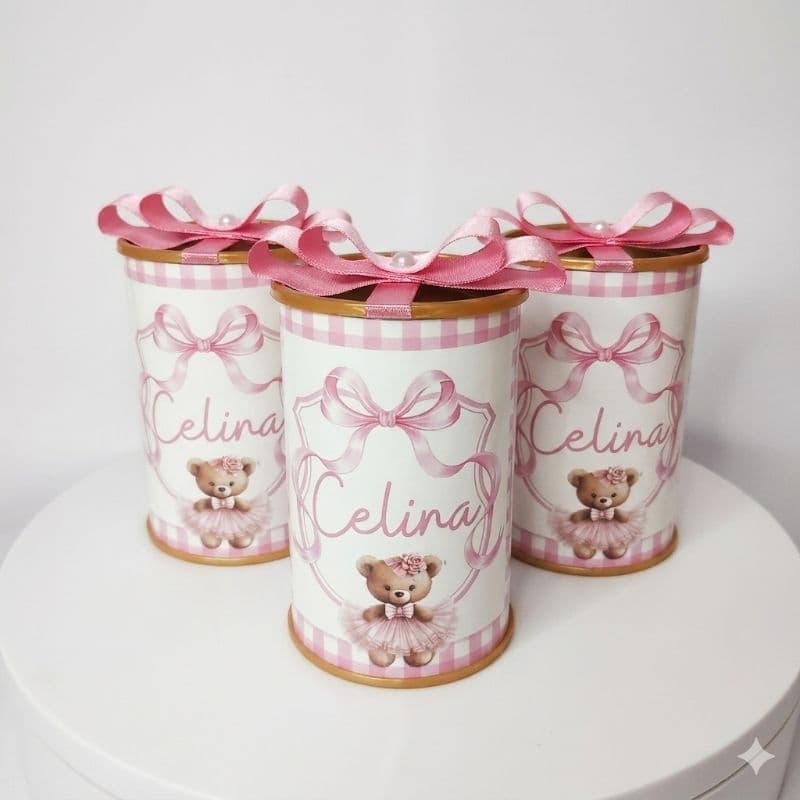 Kit Cofrinhos Personalizados Ursinha Rosa Lembrancinha Maternidade | Chá de bebê | Aniversário | Fazemos todos os temas