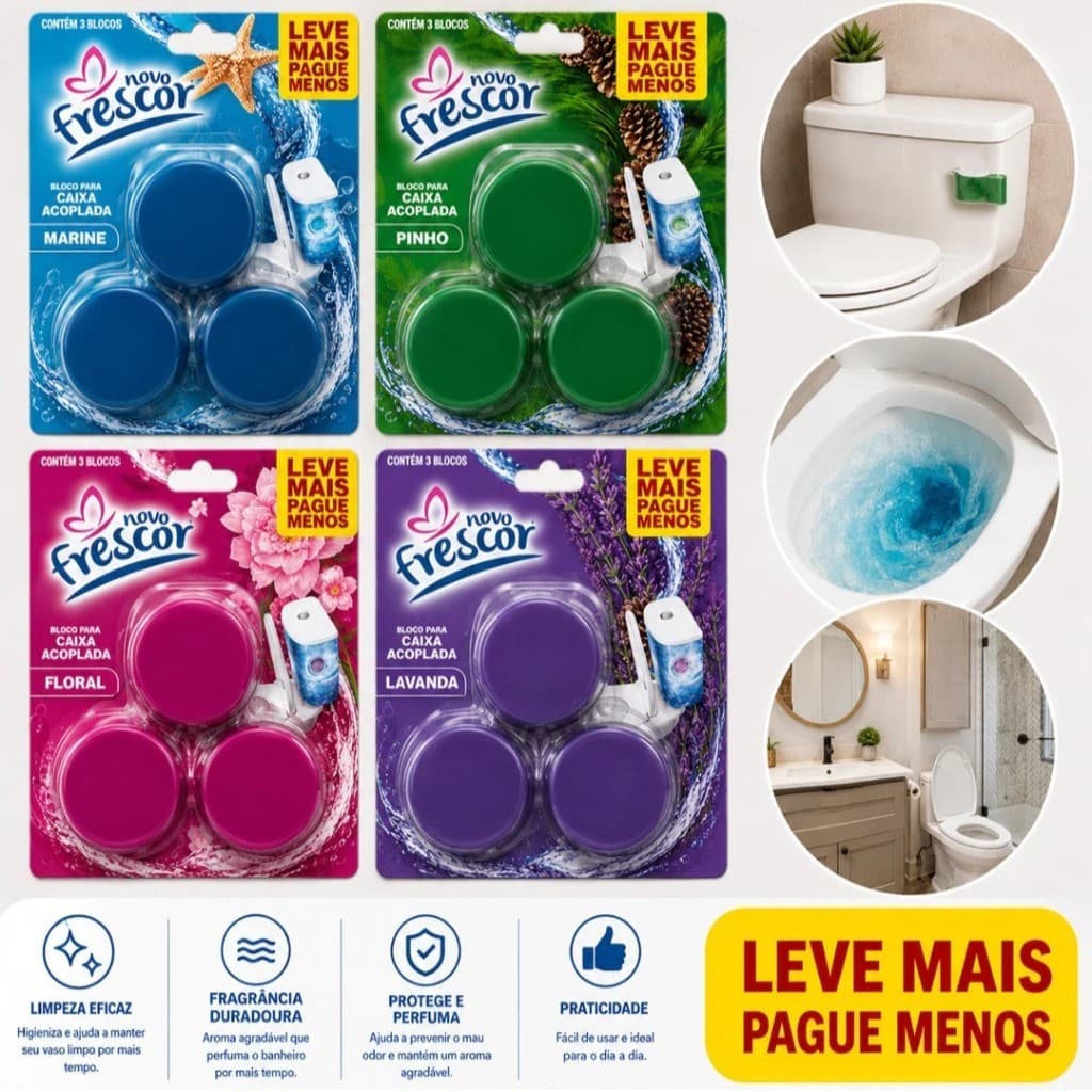 KIT C/09 Blocos  Caixa Acoplada Pedra Sanitária Pastilha Tablete Limpeza Profunda e eficaz