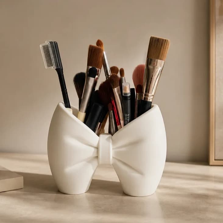 Organizador Multifuncional Laço Porta Maquiagem E Escova De Dente Decorativo Luxo Premium Quarto