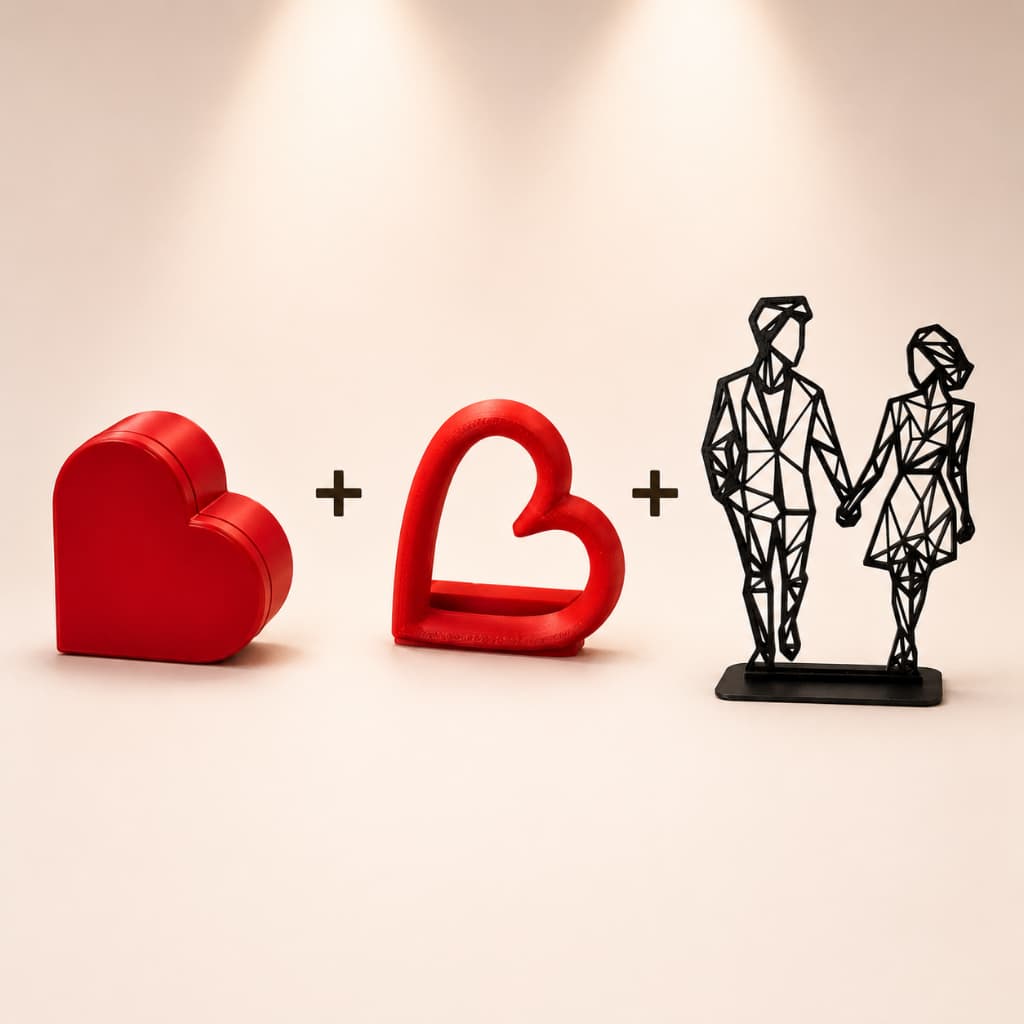 Kit Decorativo Amor Romântico 3 Peças Porta Foto Porta Joias Escultura  Casal  Namorados Apaixonados