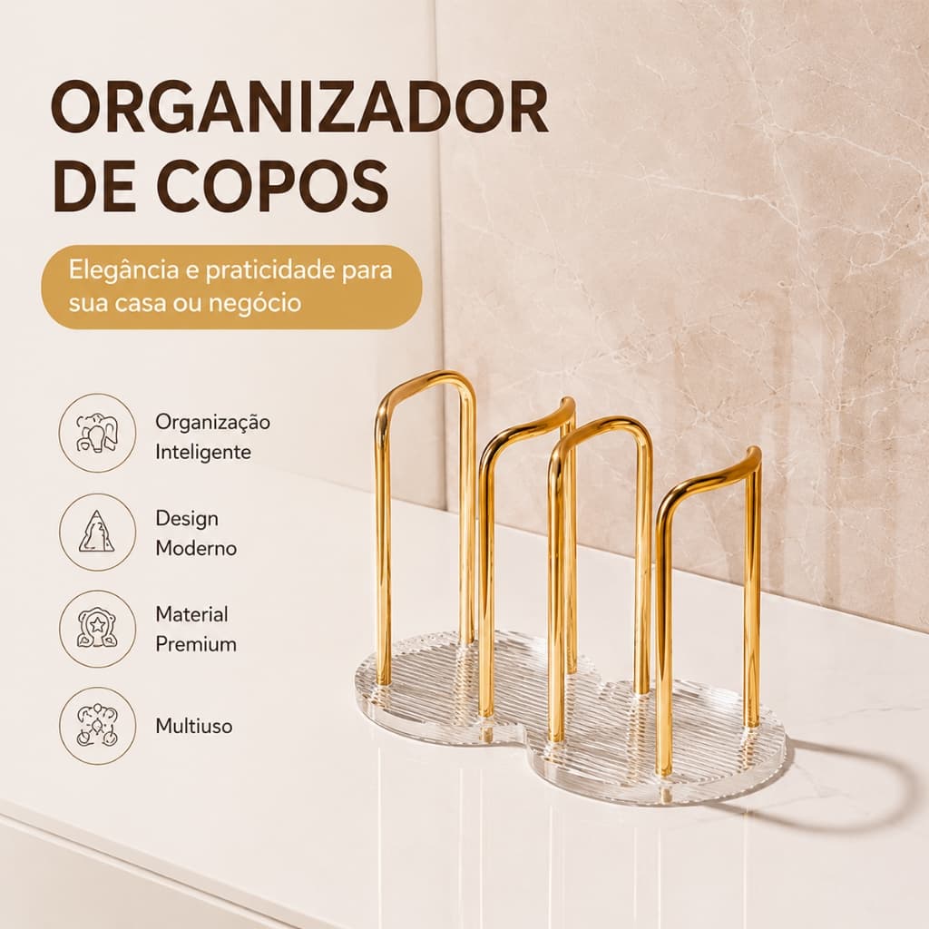 Suporte para Copos Descartáveis Acrílico Com Prateleira para Canecas Organizador Doméstico