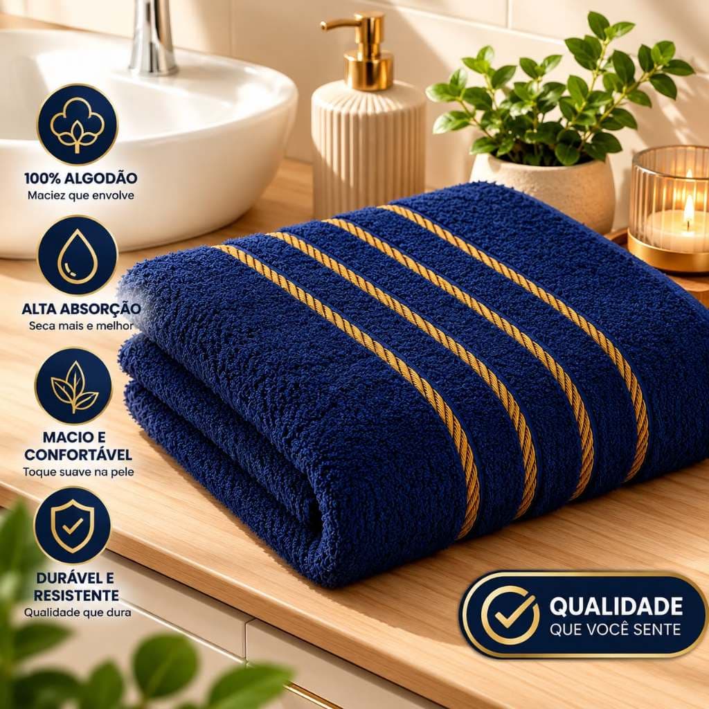 Toalha De Banho Dubai 70x130cm 100% Algodão Macia Alta Absorção 1 Unidade