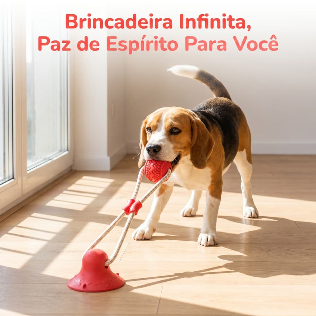 Brinquedo com Ventosa para Cães, Puxar e Mastigar, Limpa os Dentes, com Espaço para Petiscos, TPR