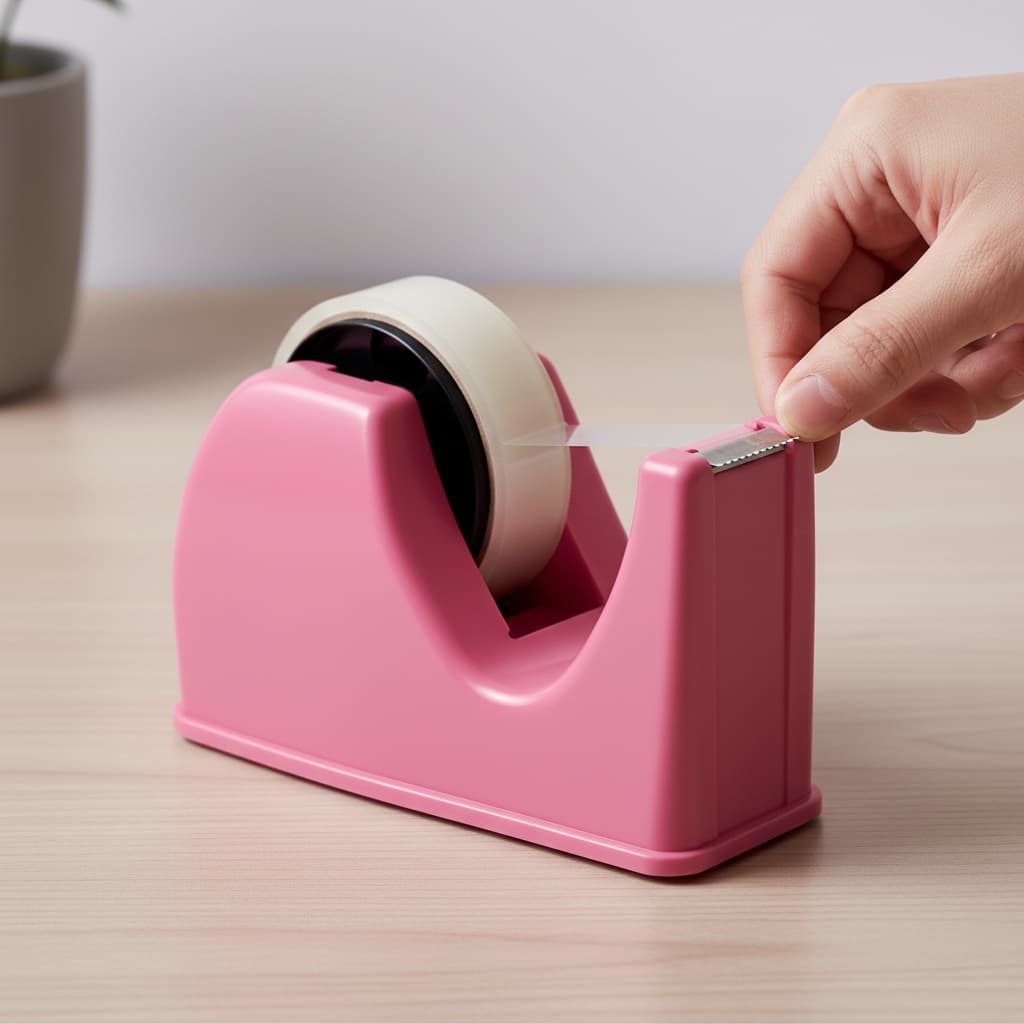 Kit Suporte Porta Durex Médio – Rosa/Preto com 2 Adaptadores e Fita Adesiva