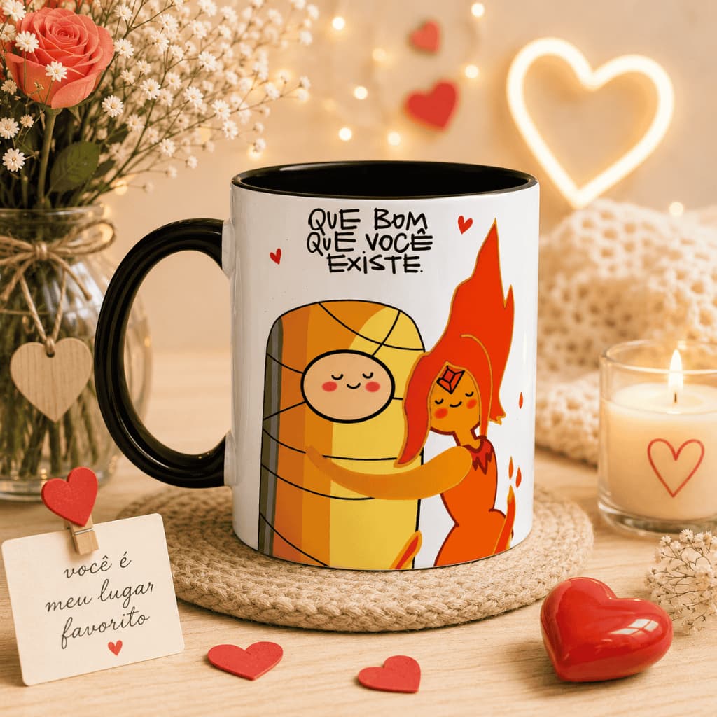 Caneca Hora de Aventura "Que Bom Que Você Existe" 325ml – Presente Carinhoso para Pessoa Especial